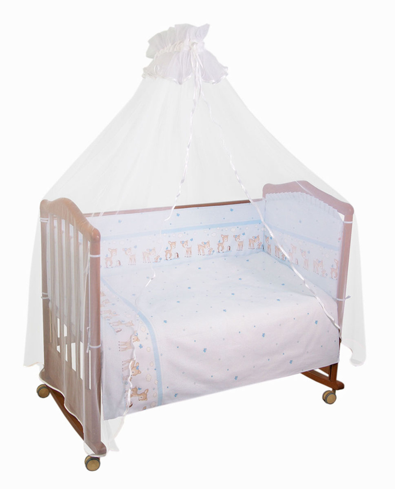 Комплект детского постельного белья Тайна снов "Оленята", цвет: голубой, 3 предмета  #1