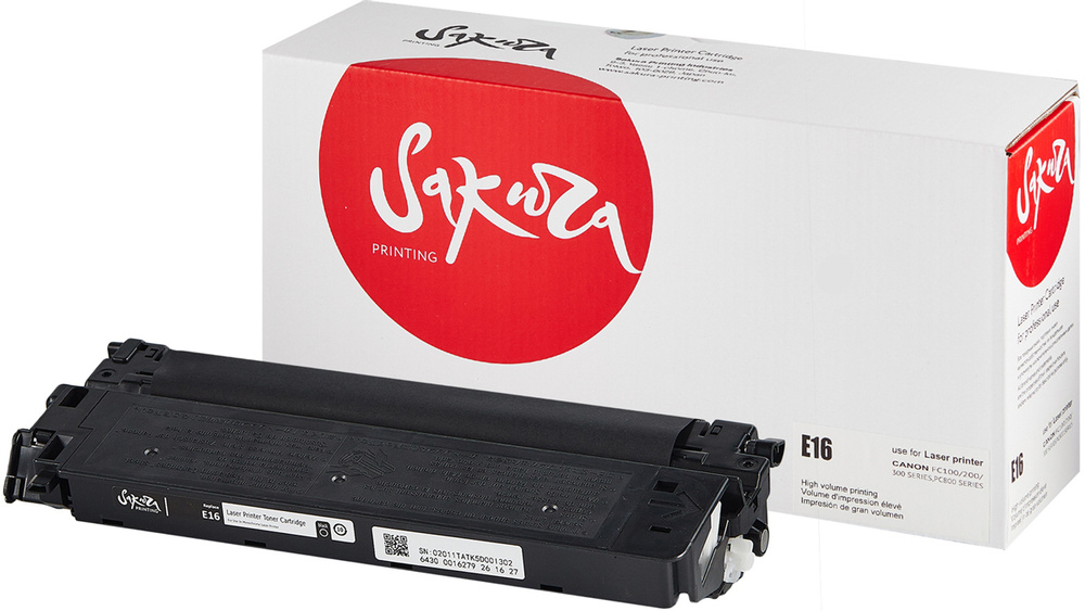 Картридж Sakura E-16 для Canon FC108/128/200/208/220/228/336/PC860/880/890, черный #1