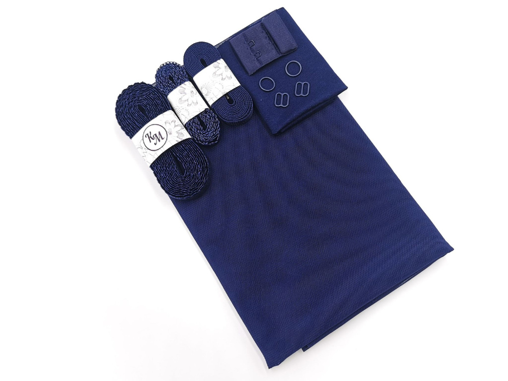 Набор материалов для пошива нижнего белья из эластичной сетка, темно-синий  #1