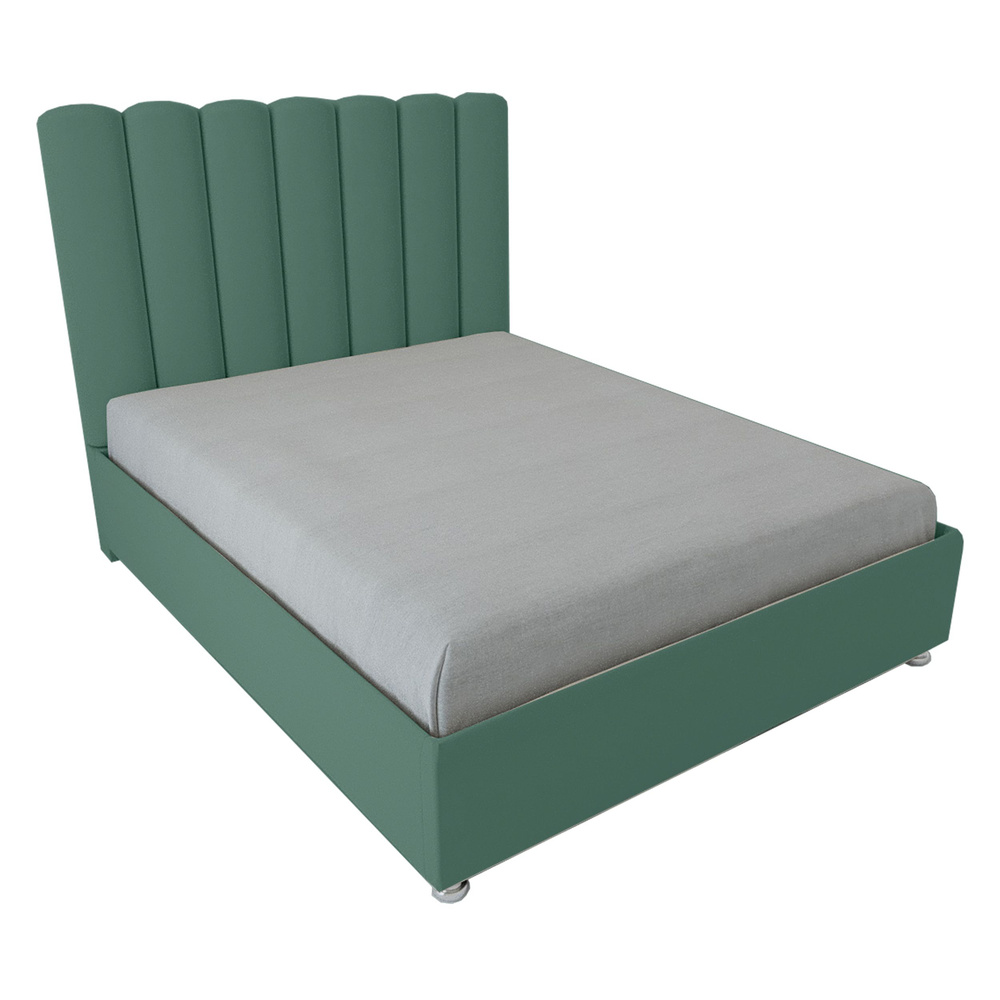 Двуспальная кровать Женева Нью 180x200 основание металлическое с ламелями велюр зеленый ножки 5 см  #1