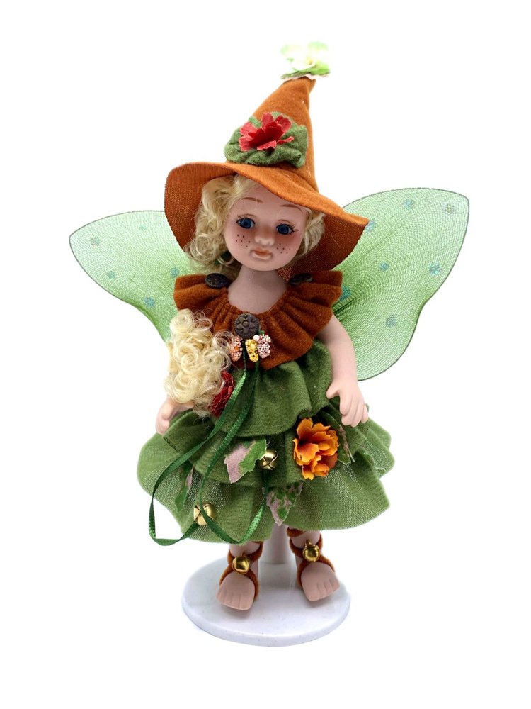 Кукла керамическая фарфоровая декоративная эльф с крылышками , высота 17 см  #1