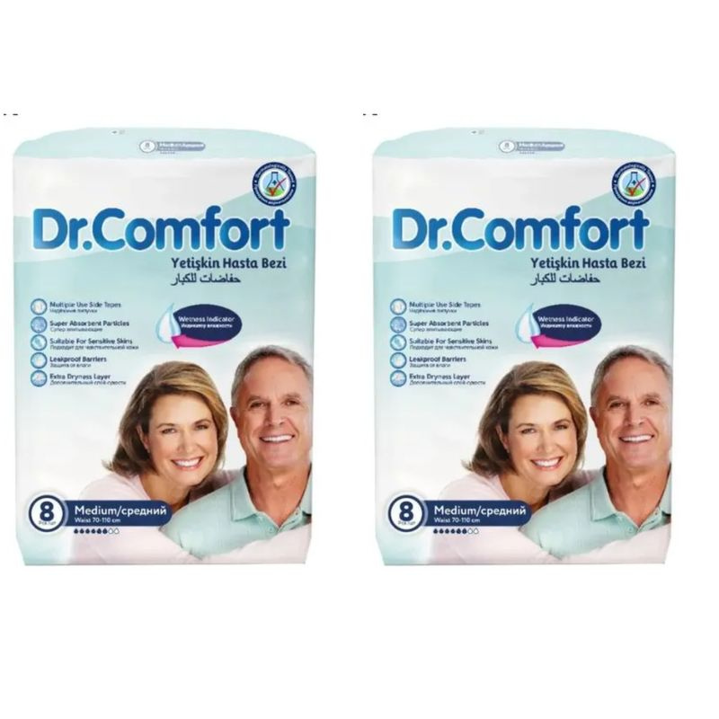 Dr. Comfort Подгузники для взрослых Adult Diaper Jumbo pack Medium, 8 шт, 2 шт  #1