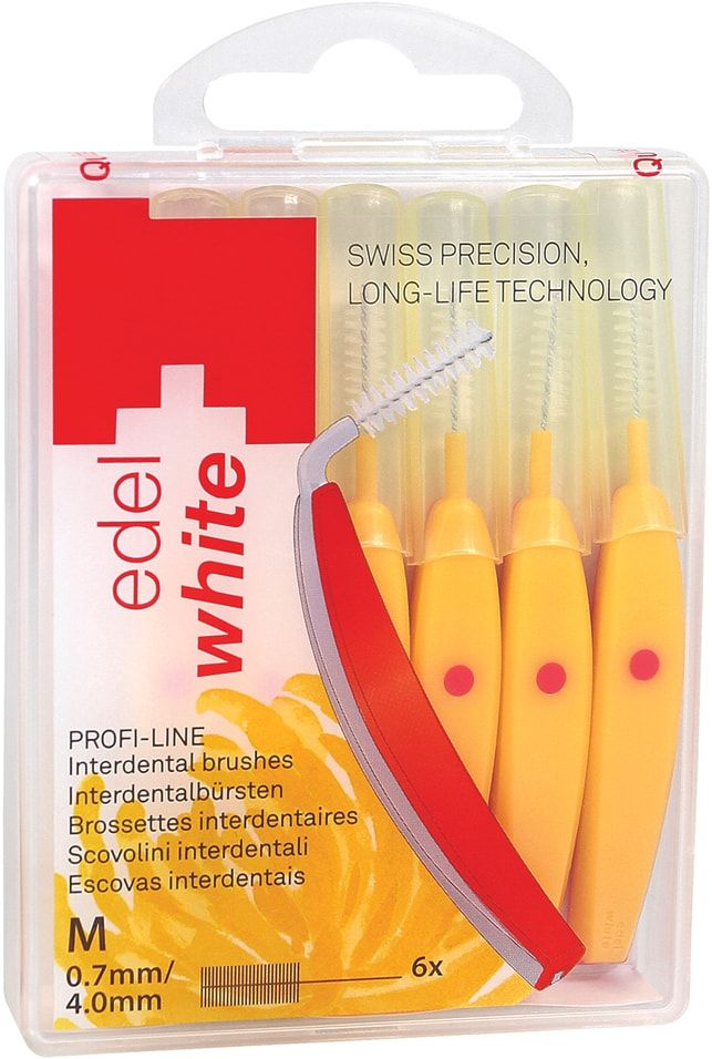 Ершик межзубный Edel+White Profi-Line M 0.7мм с защитными колпачками 6шт х 3 шт  #1
