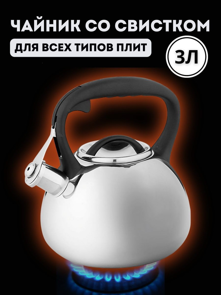 Чайник из нерж. стали со свистком Alpenkok AK-516, 3л #1