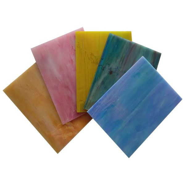 Цветное иридизированное стекло для мозаики и витражей Тиффани Pearl Glass 5 шт. 11 на 15 см.  #1