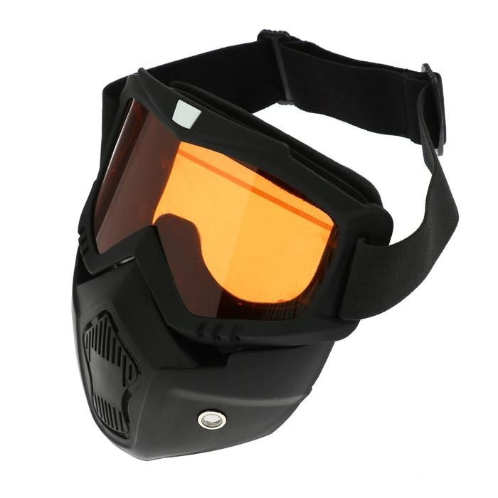 Очки-маска для езды на мототехнике Sima-land разборные, стекло оранжевый хром, цвет черный (3734835) #1