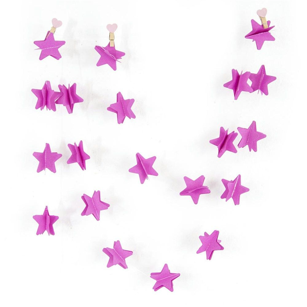 Гирлянда растяжка (баннер подвеска, плакат)-подвеска Звезда, Розовый, 220 см, 1 шт.  #1