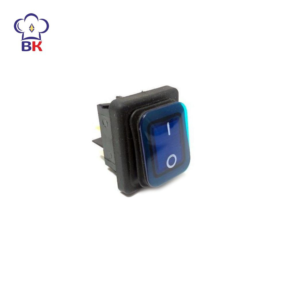 Переключатель (клавиша) влагозащитный с подсветкой 30А, 250V, ON-OFF (4 контакта), синий  #1