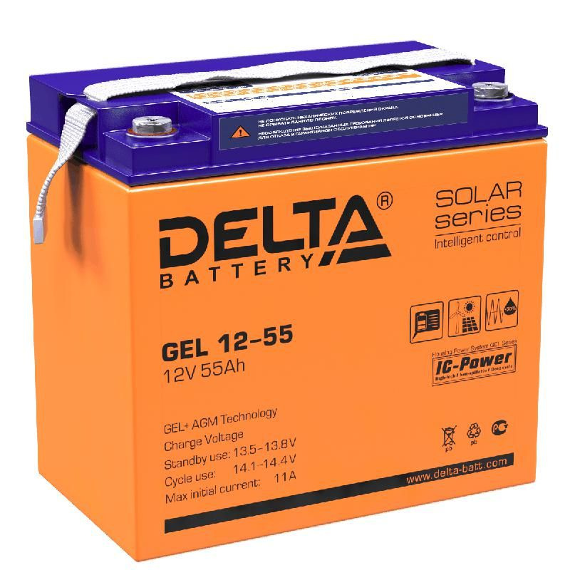 Аккумулятор GEL 12В 55А.ч Delta GEL 12-55 #1