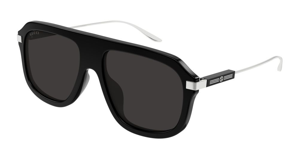 Мужские и женские солнцезащитные очки Gucci GG1309S 005, цвет: черный, цвет линзы: серый, авиаторы, ацетат #1