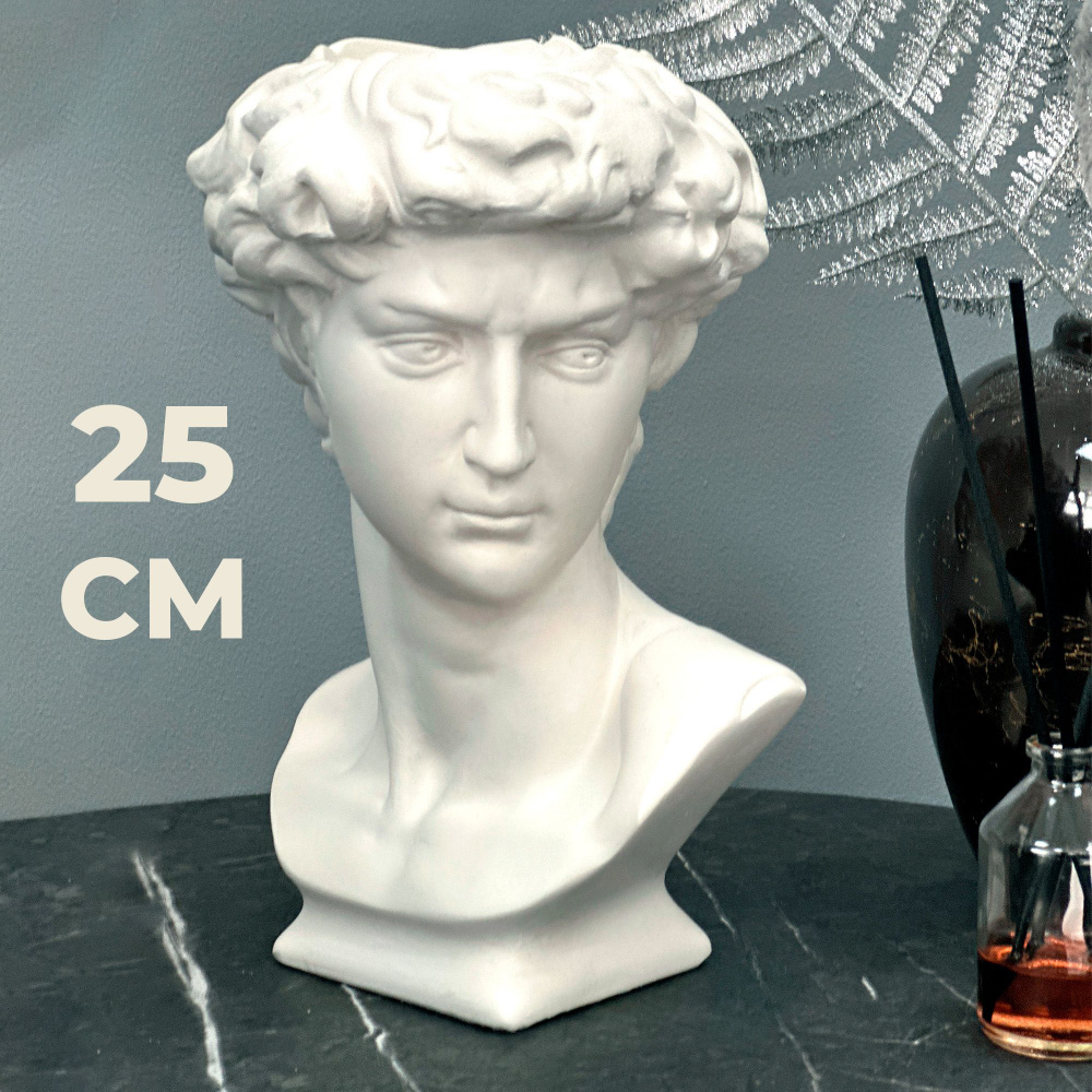 Статуэтка Давид, кашпо голова для декора, органайзер для хранения 24 см.  #1