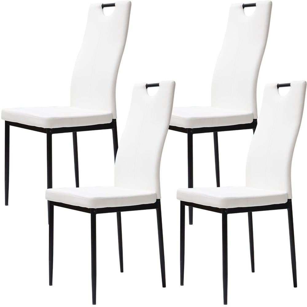 WISOICE Комплект стульев для кухни +для офиса +в кабинет / WISOICE / белый с ручкой / мягкое сидение, #1