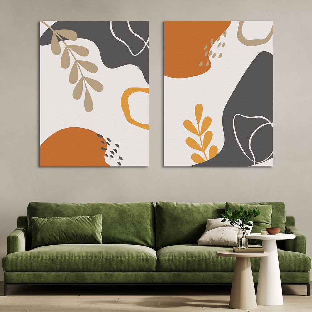 Модульная картина на стену, на холсте - Абстракция растения в стиле бохо 150x100 см  #1