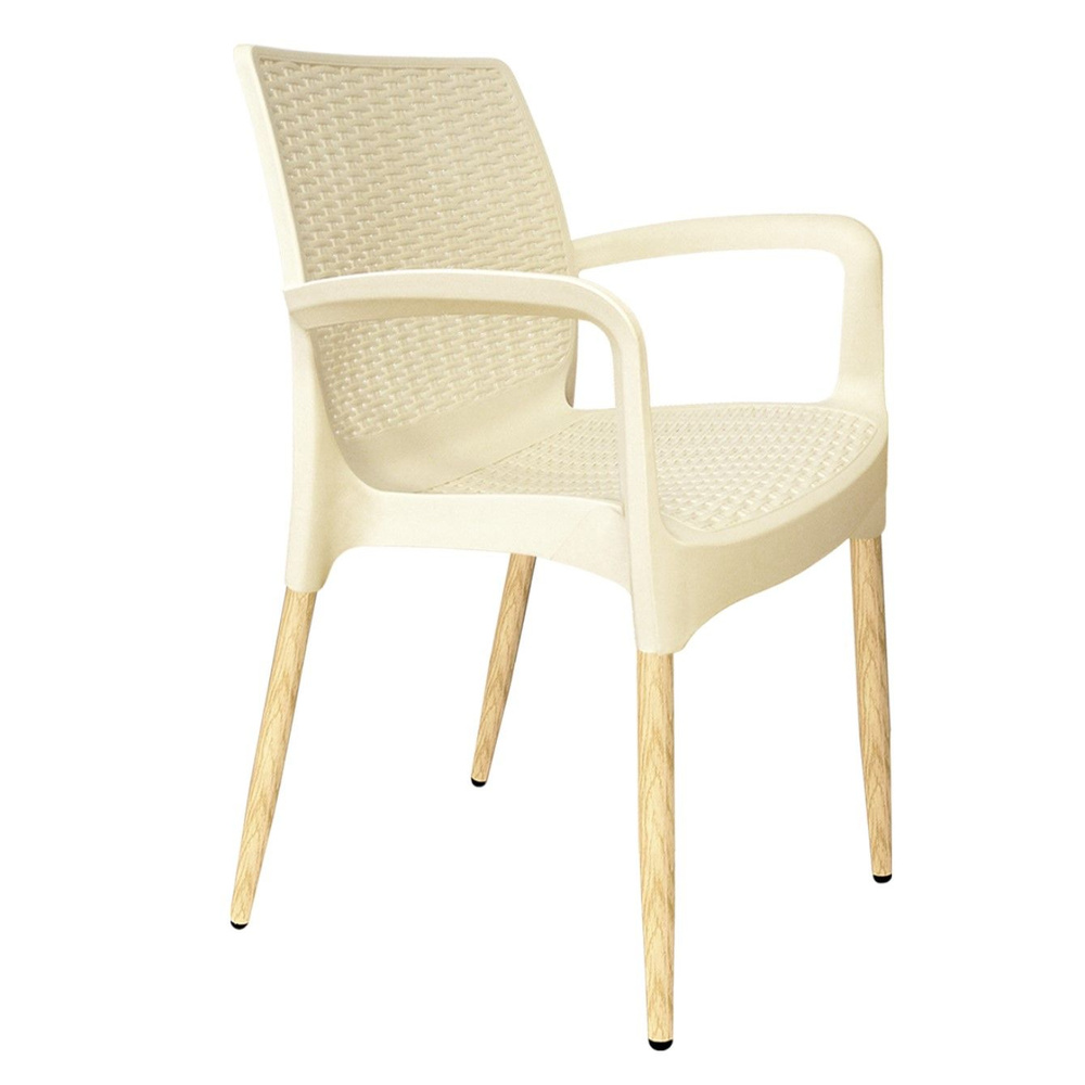 Кресло садовое, Стул пластиковый, 91х51х56 см., Стулья для кафе, пластик/металл, бежевый  #1