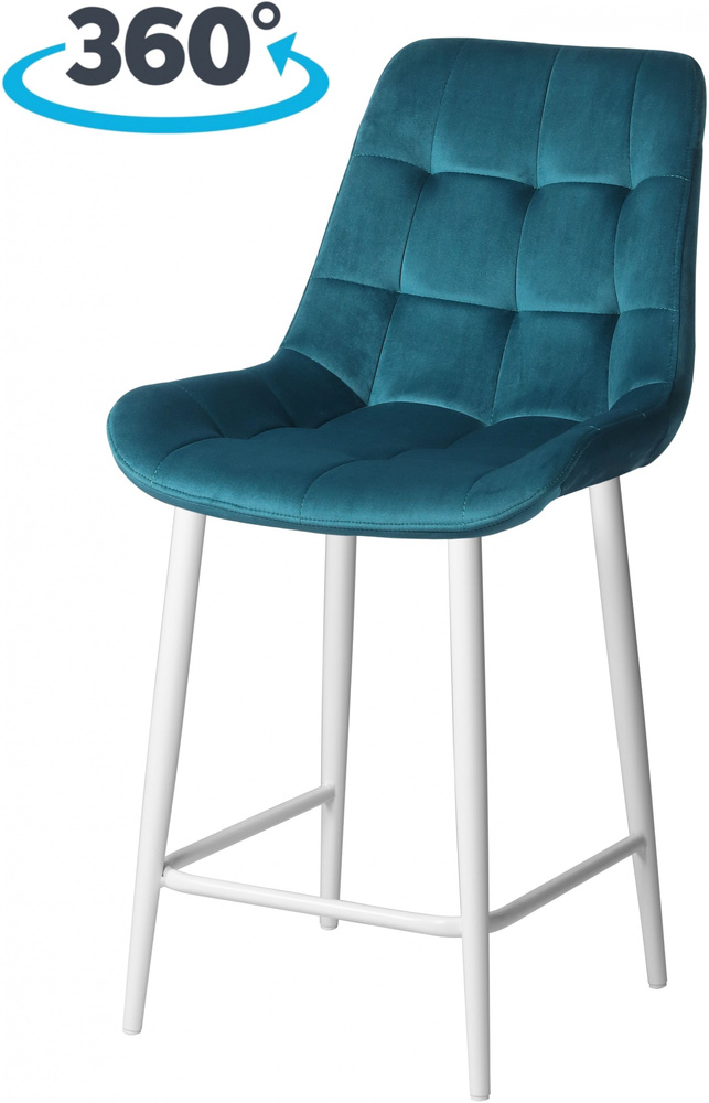 Полубарный поворотный стул Эйден 65 см с механизмом на 360 градусов изумрудный / белый  #1