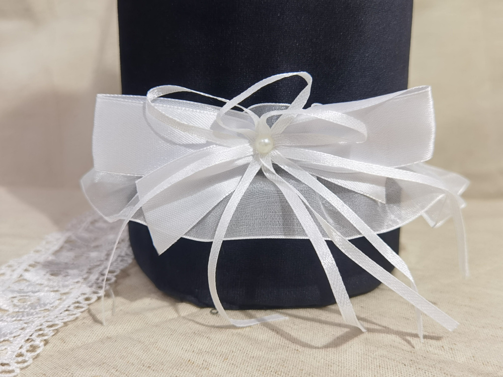 Подвязка для невесты из органзы в белом цвете с бантиком3.  #1