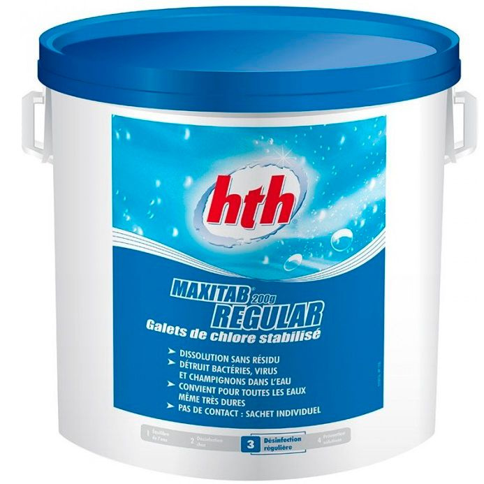 Хлор медленный для бассейна MAXITAB REGULAR таблетки (по 200 г) 25 кг hth - Химия для дезинфекции и очистки #1