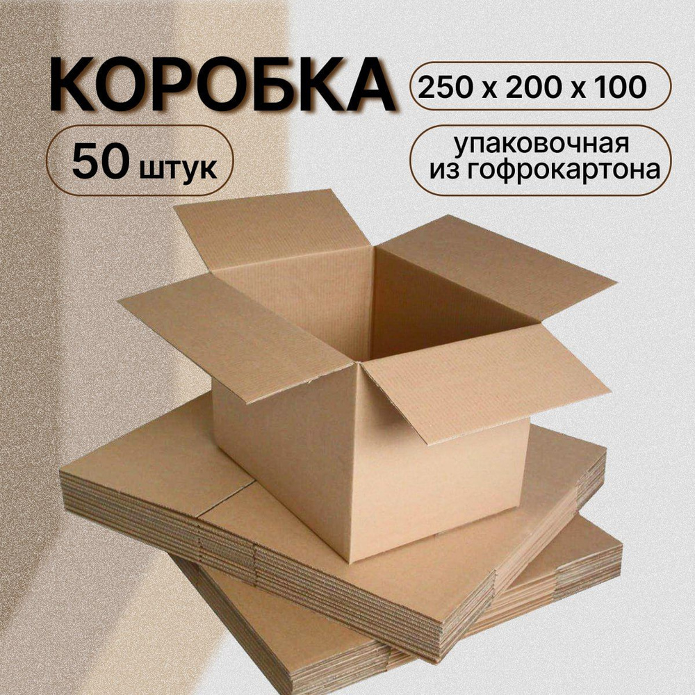 Коробка картонная для хранения и переезда 25х20х10 см, набор 50 шт  #1