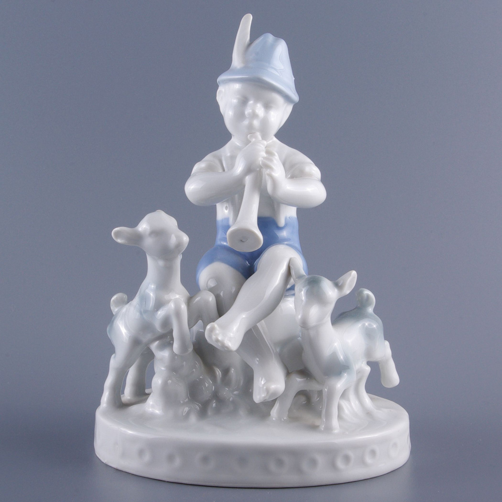 Bavaria. Винтажная статуэтка "Мальчик с козлятами". Фарфор, роспись, глазуровка. Gerold porzellan, Германия, #1