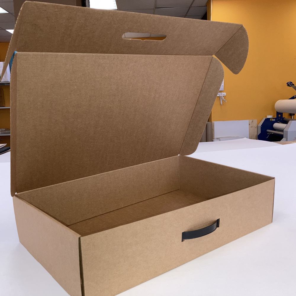 Контейнер-коробка из микрогофрокартона с ручкой для переноски и хранения вещей, обуви, подарка  #1