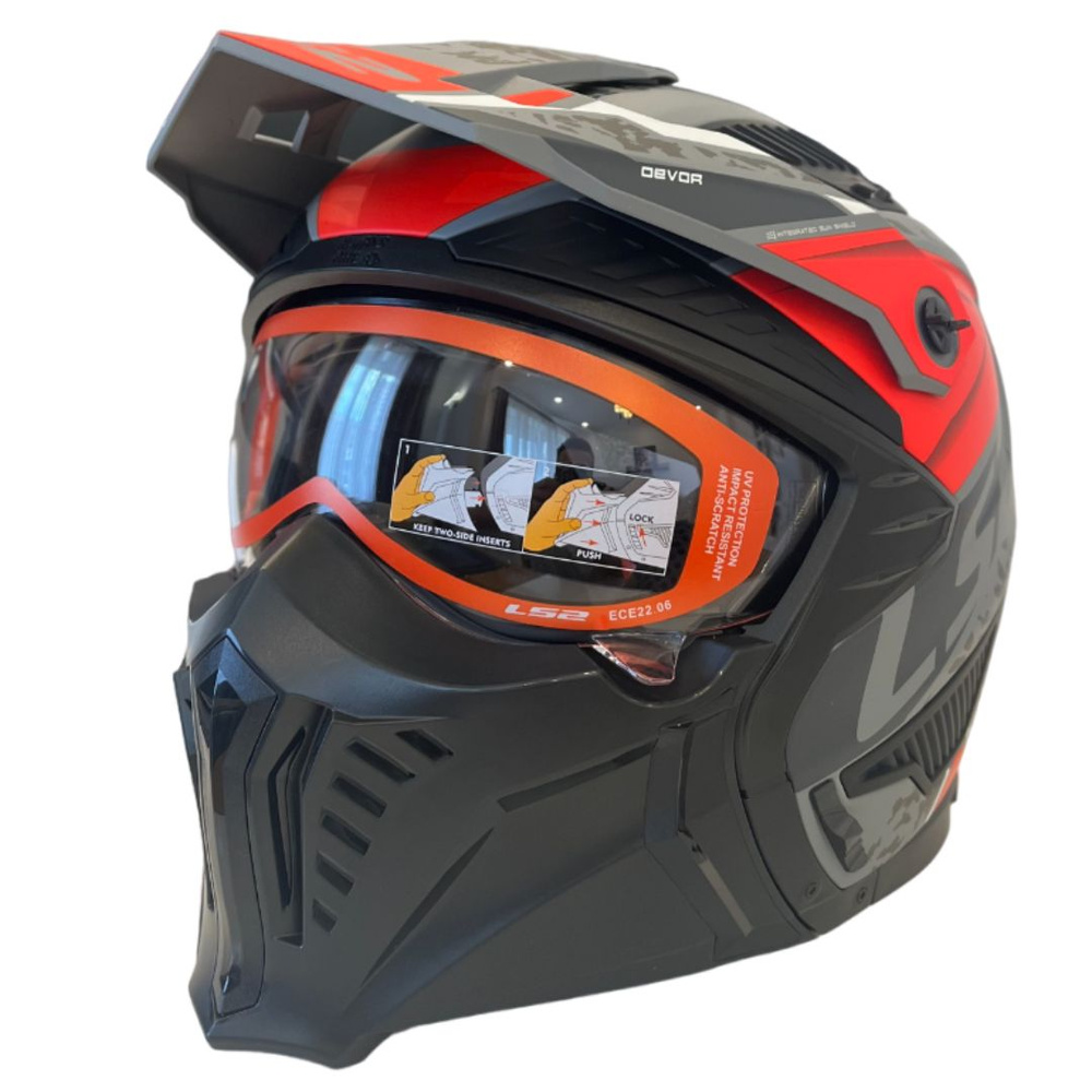 Открытый шлем для мотоциклистов LS2 OF606 DRIFTER DEVOR Matt Silver Titanium Red XL  #1