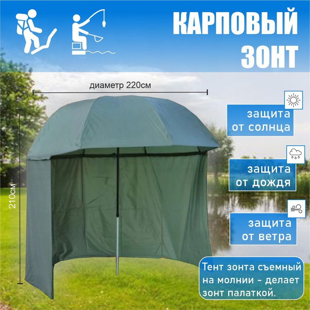 Палатка-зонт карповый, рыболовный 220*220*210см #1