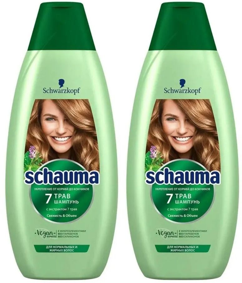 Шампунь женский для жирных и нормальных волос, Schauma 7 Трав, 750 мл (2 шт.)  #1