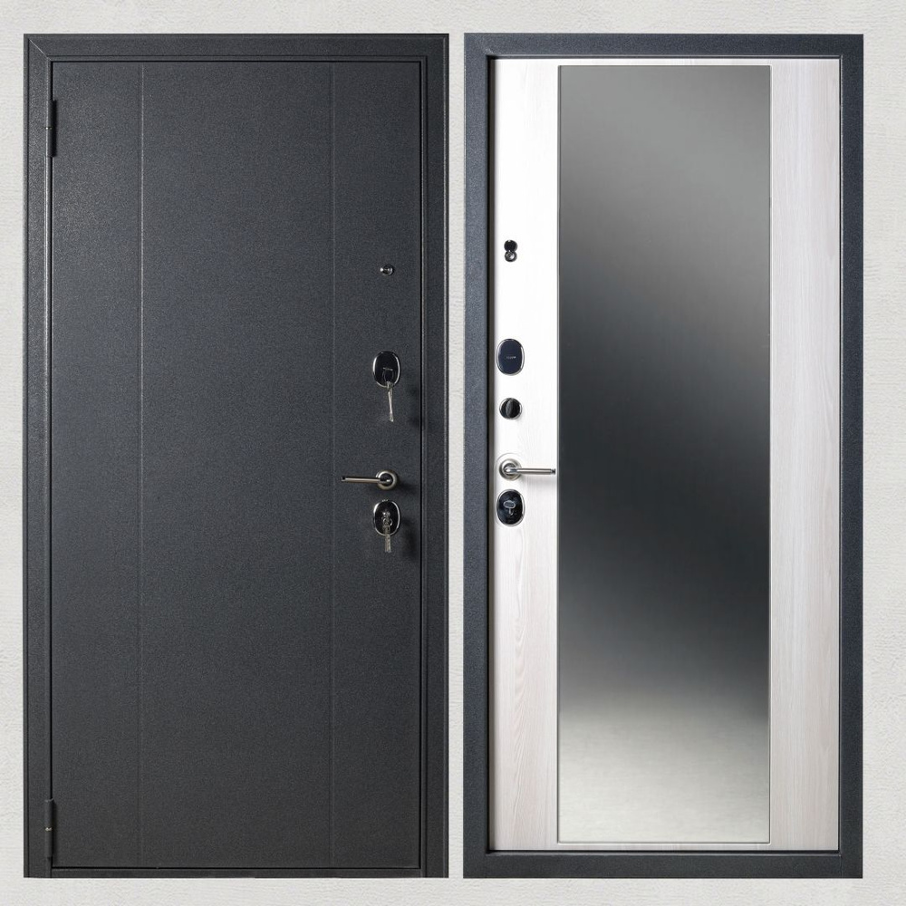 Дверь входная металлическая KVARTA FE для квартиры с зеркалом 2050/960 правая  #1