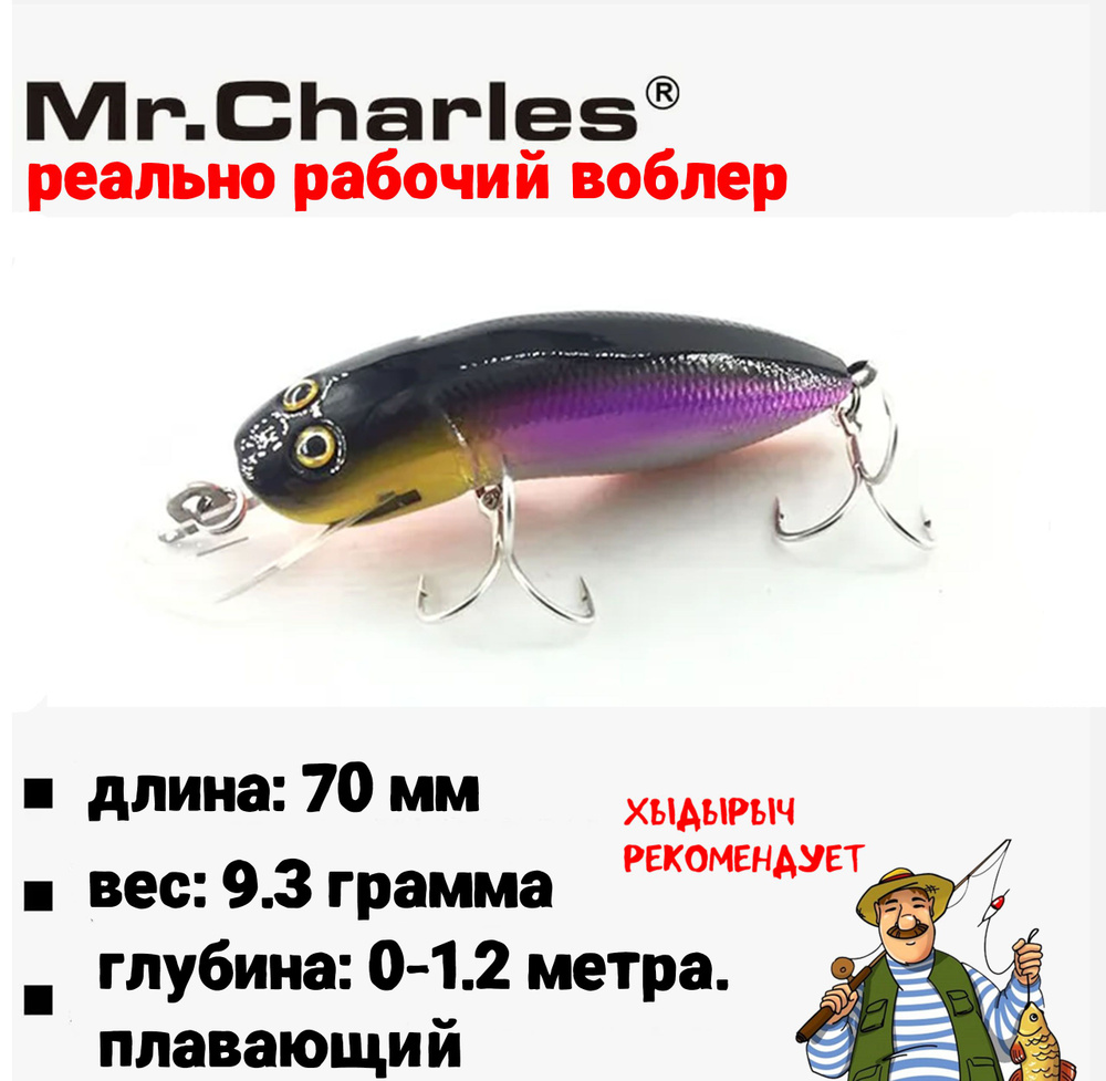 Приманка рыболовная, воблер Mr.Charles MR39, 70 мм, 9,3 гр, 1 шт #1