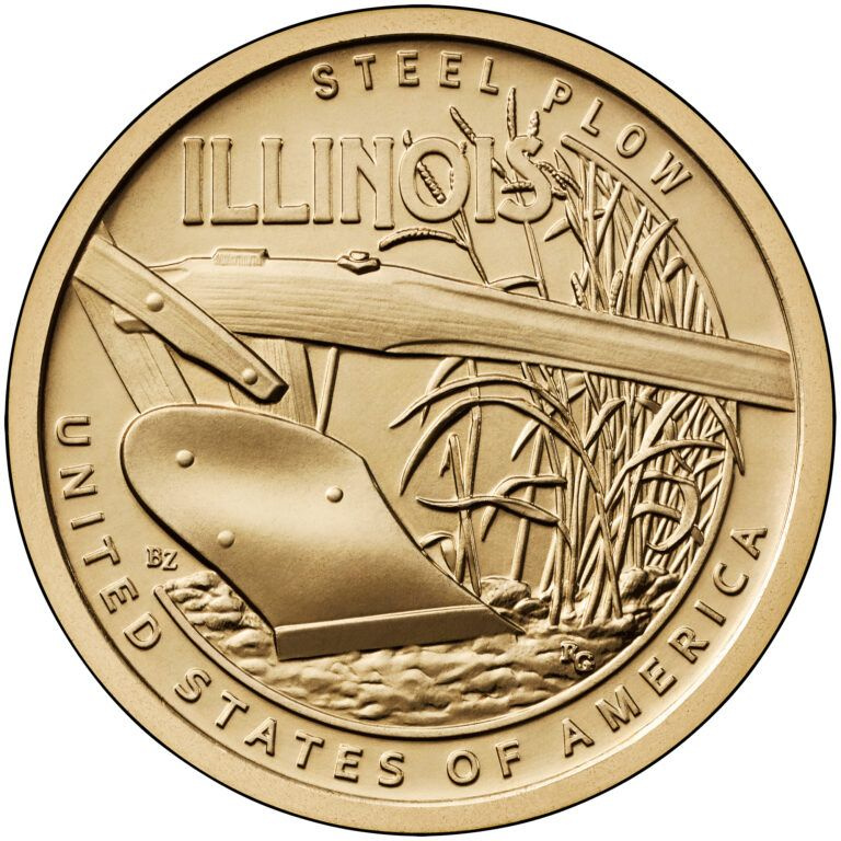 Монета 1 доллар Стальной Плуг - Иллинойс. Американские инновации. D США 2024 UNC  #1
