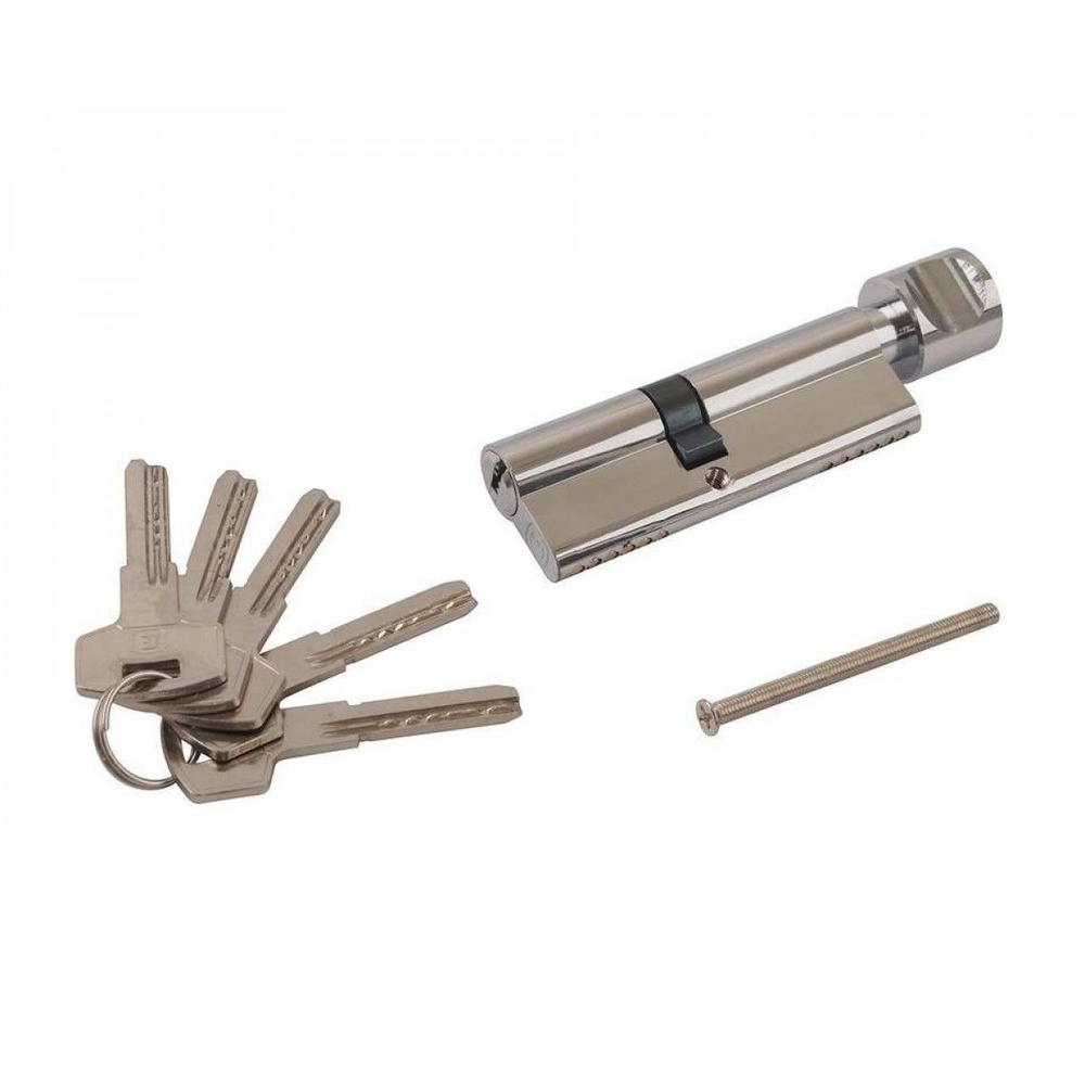 Цилиндр профильный ELEMENTIS 40(ключ)/50(ручка) ЦАМ, 5 перфорированных ключей, никелированный 1 шт.  #1
