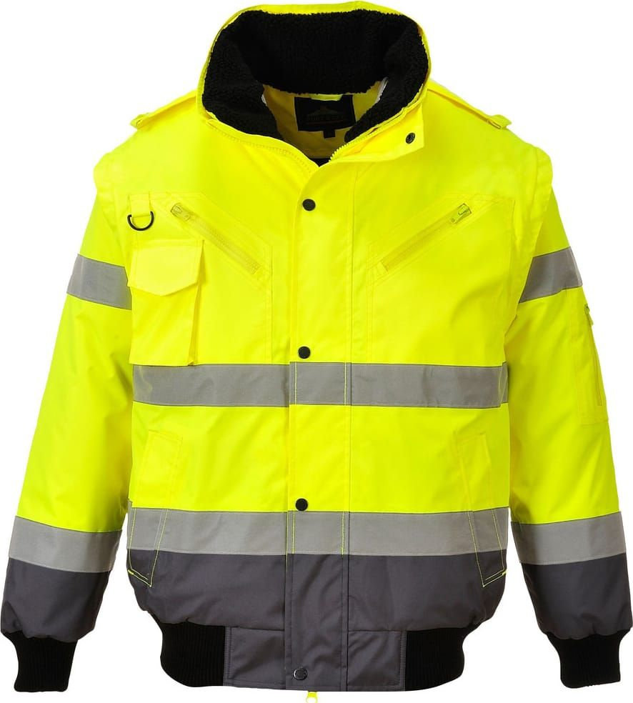 Зимняя светоотражающая куртка Portwest C465 3в1, сигнальный желтый/серый  #1
