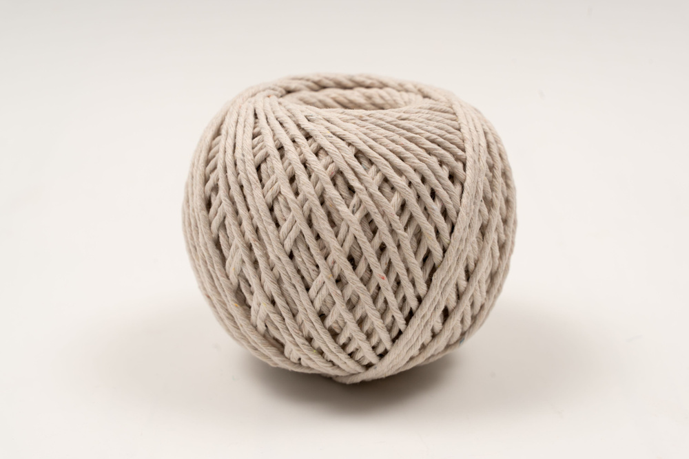Шпагат хлопковый Kraftcom, 2мм х 50м (1шт), цвет - белый / шпагат для вязания, веревка для плетения ковриков #1