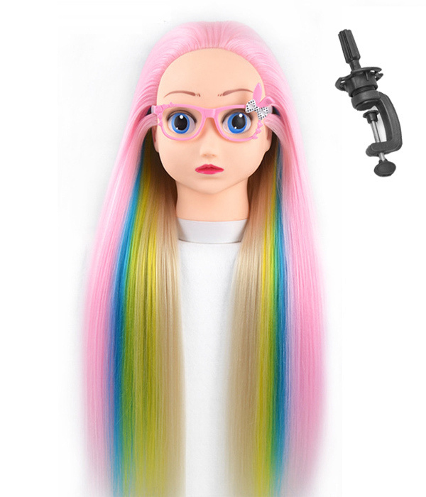 Учебная Аниме кукла голова для причесок и кос розовый 4 цвета  #1
