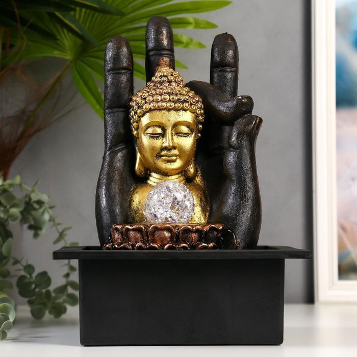 Фонтан настольный от сети, подсветка "Будда и рука", 35х20х25 см  #1