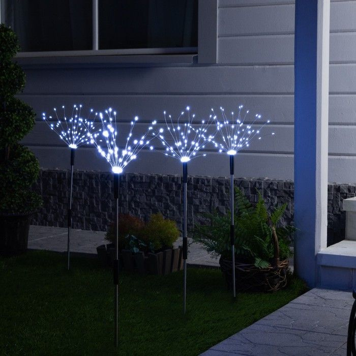 Садовый светильник на солнечной батарее Одуванчики 4 шт., 78 см, 320 LED, свечение белое  #1