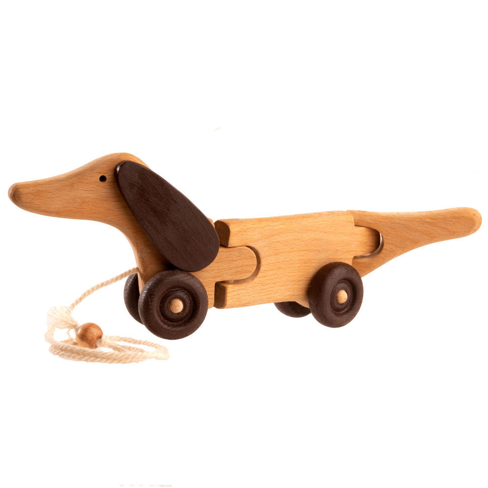 Каталка с веревкой "Дружок" Леснушки из дерева/ Деревянная развивающая игрушка для малышей на веревочке #1
