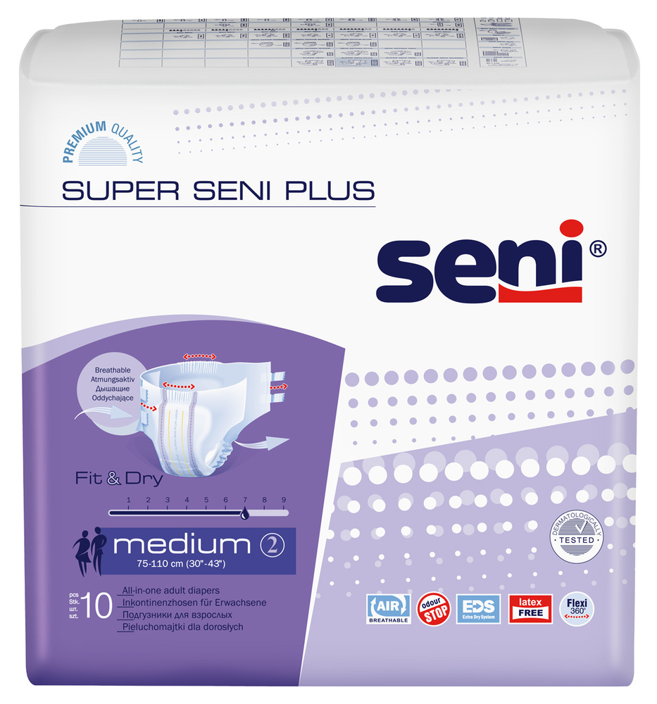 Подгузники для взрослых Super Seni plus medium по 10 шт. (75-110 см) #1