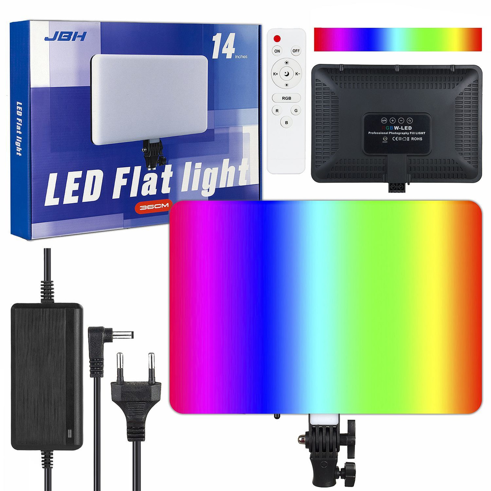 Видеосвет RGB 36 см 14" MJ36 /световая панель цветная с блоком питания, напольным штативом и Bluetooth #1