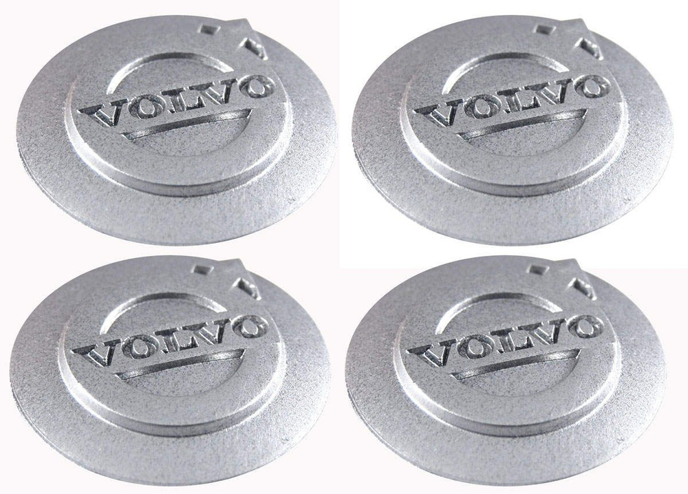Наклейки на диски пластиковые рельефные 55 мм 4 шт / Стикеры на колпачки дисков Volvo серебристые  #1
