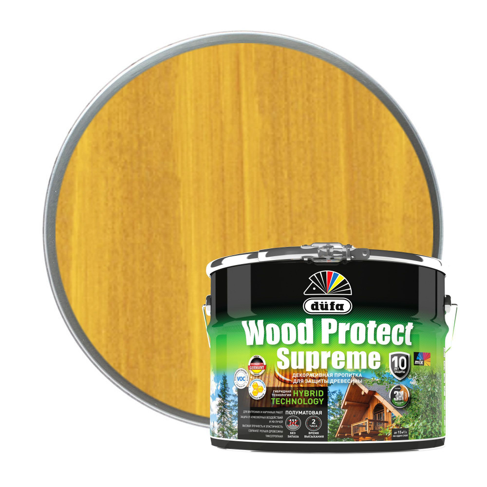 Пропитка декоративная для защиты древесины алкидная Dufa Wood Protect Supreme горная сосна 9 л  #1