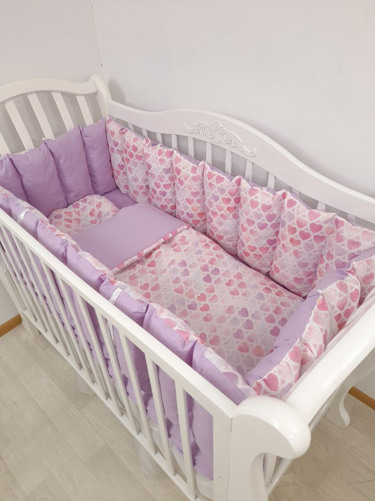 Комплект бортиков в кроватку из 7 предметов для новорожденных и малышей Mamdis  #1