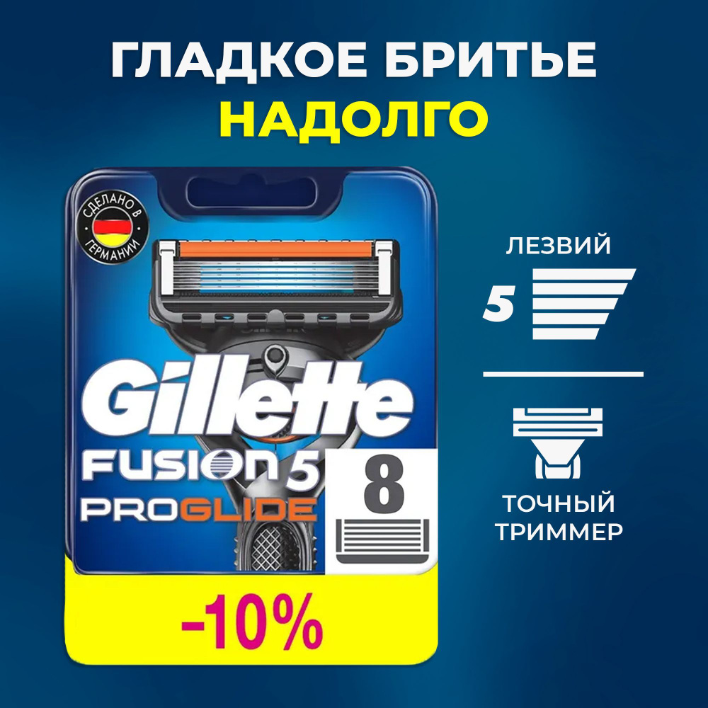 Сменные кассеты Gillette Fusion ProGlide Для Мужской Бритвы 8 шт., с 5 лезвиями, с точным триммером для #1