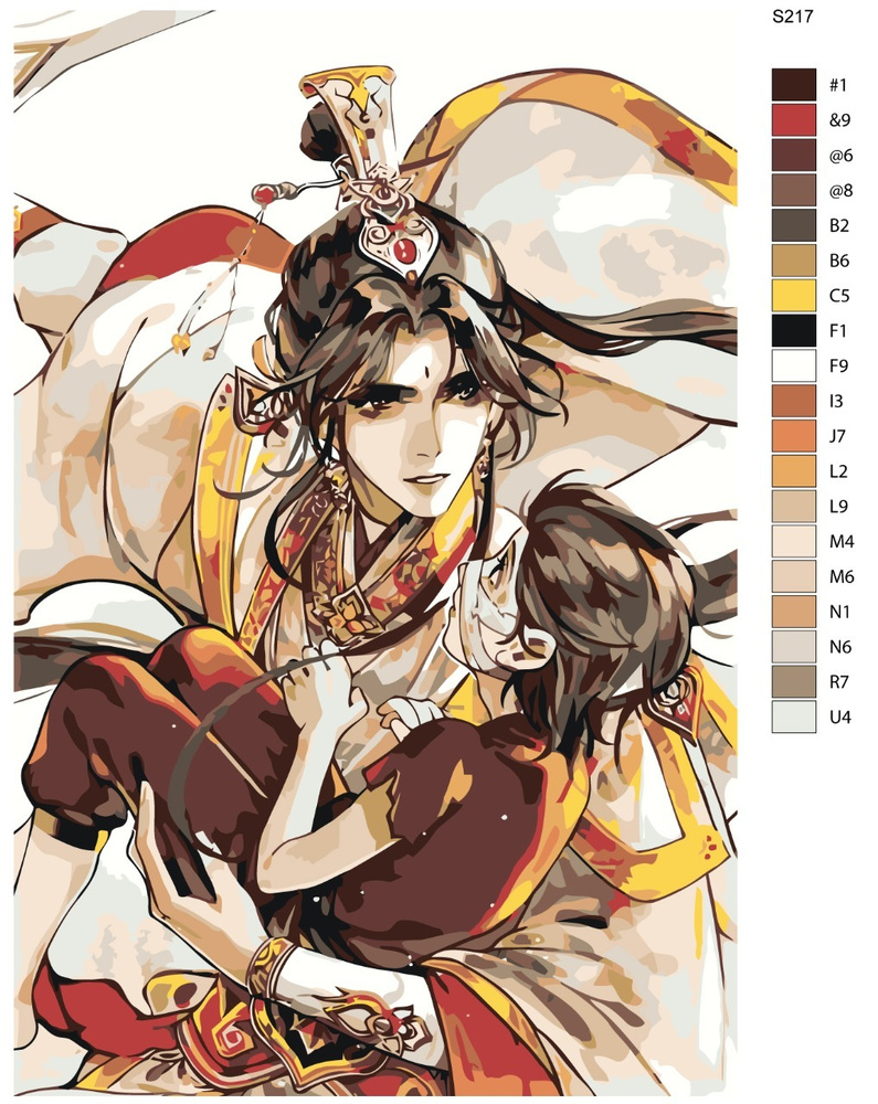 Картина по номерам S217 "Аниме - Благословение небожителей. Лянь Се и Чэн Хуа" 40x60  #1