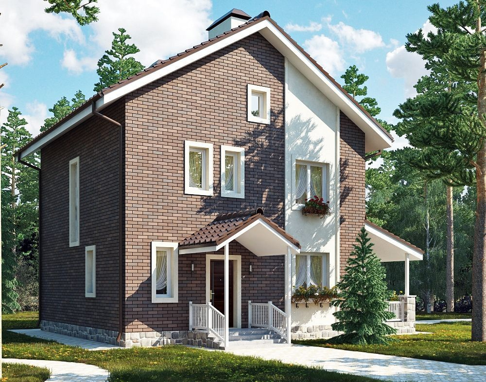 (141м2, 9х8м) Готовый проект красивого двухэтажного дома из газобетона с террасой - AS-2076  #1