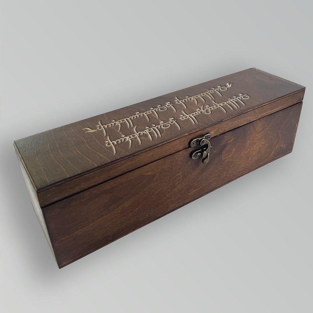 Коробка для чайных пакетиков (Чайница) из дерева с крышкой кино Властелин колец кольца власти (The Lord #1