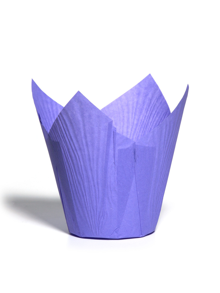 Форма для выпечки Тюльпан, темно-фиолетовые, 50 шт. Бумажная одноразовая для запекания кексов и маффинов, #1