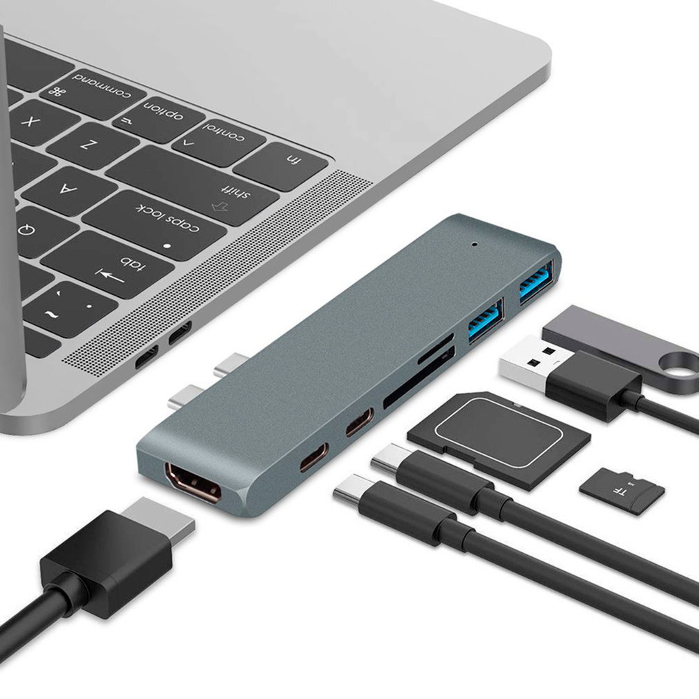 USB-хаб (адаптер, концентратор) Type C перехоник в USB 3.0, 4К HDMI, SD/MicroSD  #1