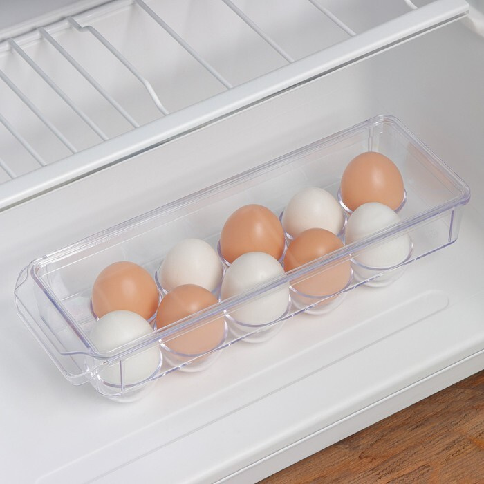 IDEA, Контейнер для яиц, на 10 штук, 30х10х7,5 см, цвет прозрачный  #1