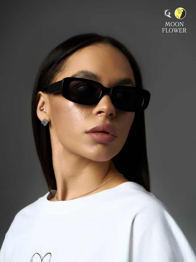 Солнцезащитные очки имиджевые узкие унисекс (мужские женские) с жестким футляром  #1